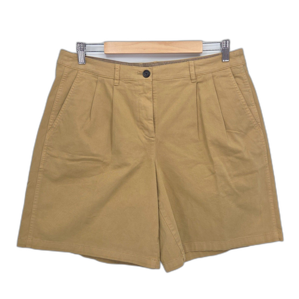 New J.Crew 9" Pleated Heritage Chino Shorts Womens Size 10 Honey Brown Stretch